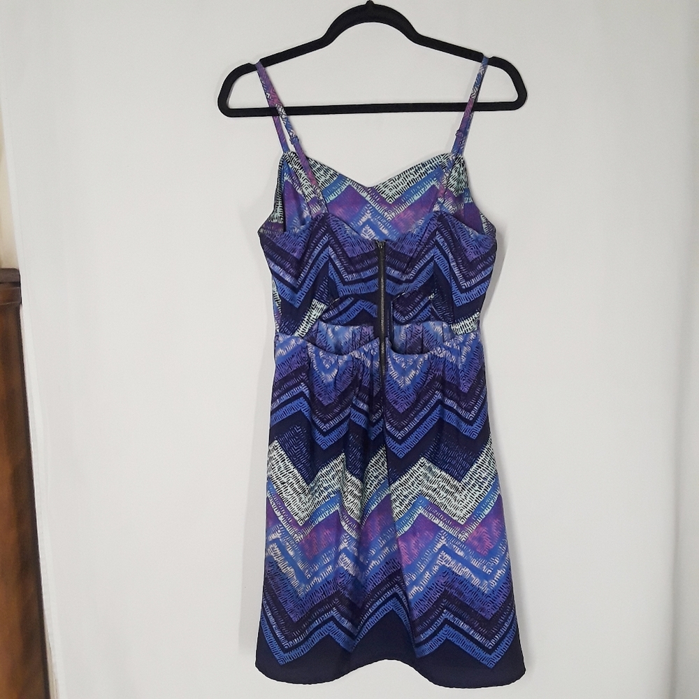AEO AMERICAN EAGLE OUTFITTERS Blue Purple Chevron Print Sleeveless Dress 10 M - Picture 7 of 12